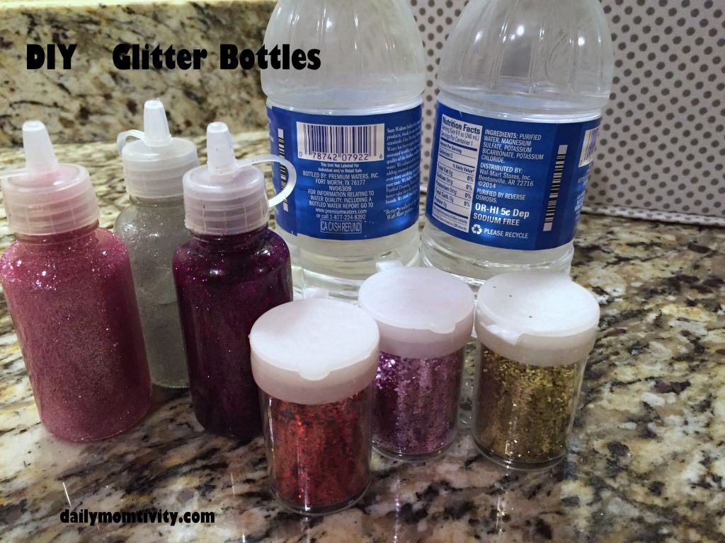 DIY glitter bottles supplies