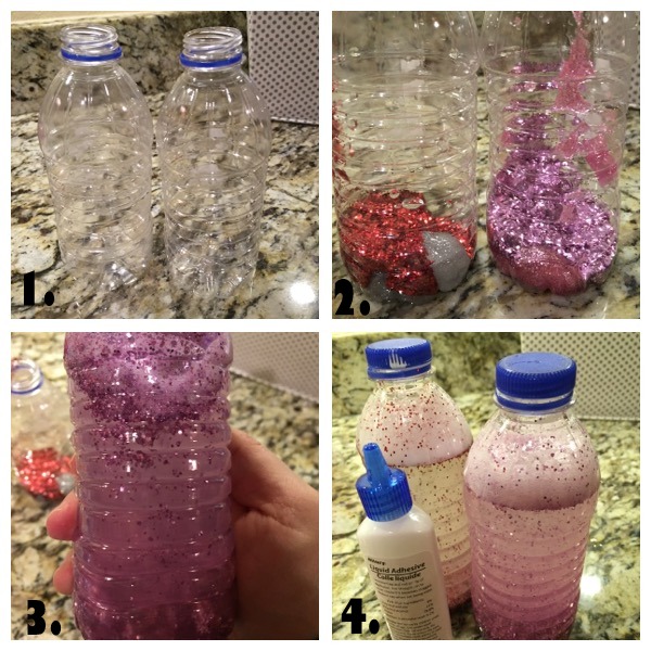 Glitter bottles steps DIY