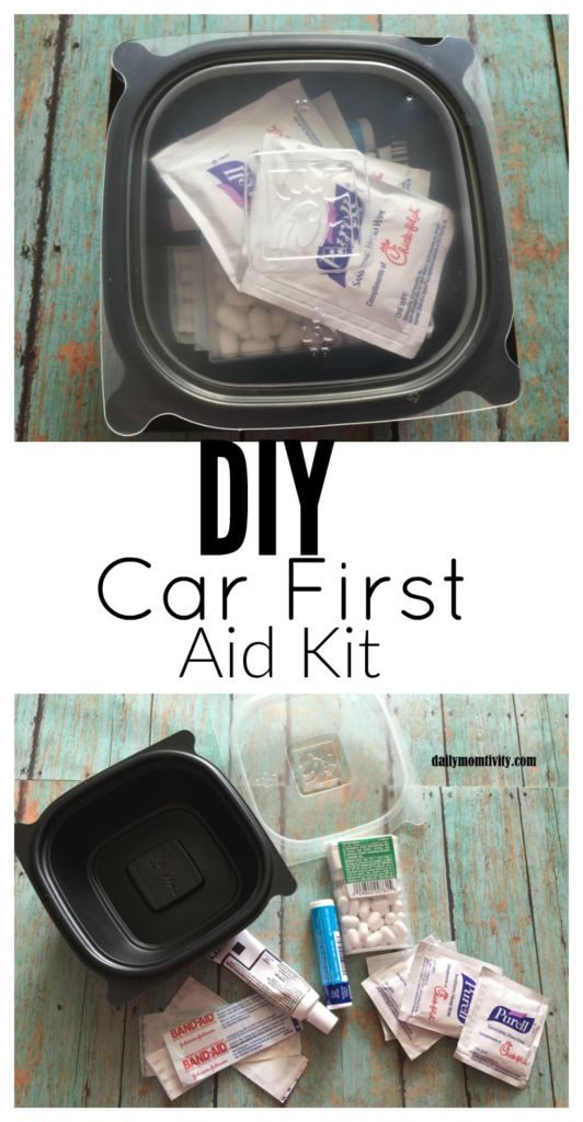 DIY car first aid kit made from a Chick-fil-a soup container #chickfilamomsDIY