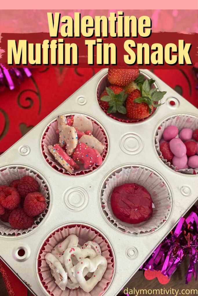 Valentine's Day Muffin Tin Snack for Kids! All pink and red treats for your sweets #ValentinesDaySnack #ValentinesDay #redpinksnackforkids