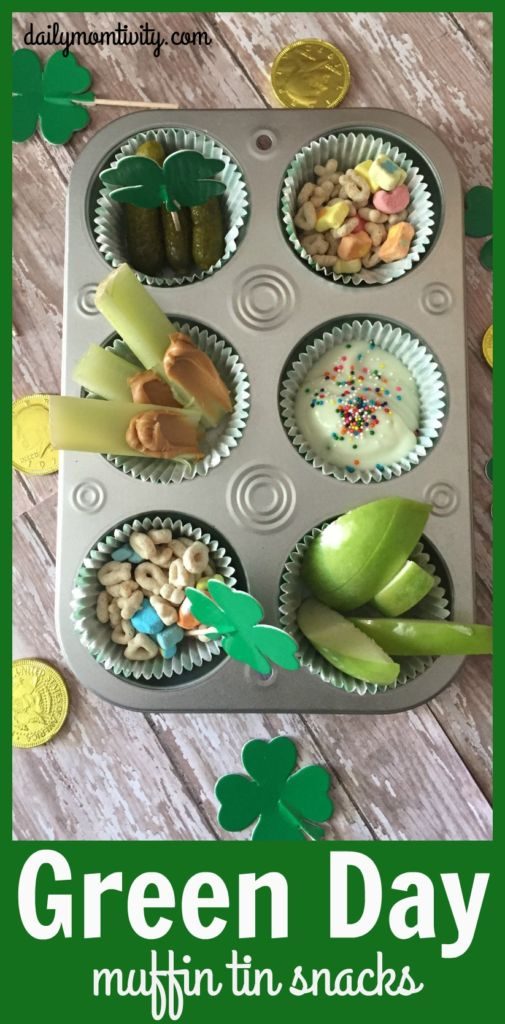 Celebrate Green Day with these green foods in muffin tins! Perfect for St. Patrick's Day