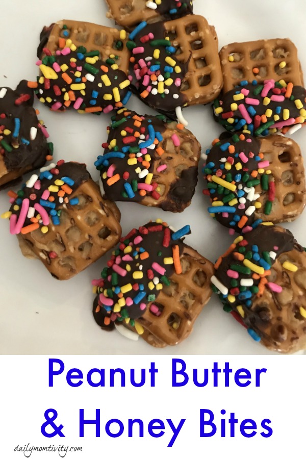 PB & Honey bites are the perfect snack. A mix if creamy Pb and honey dipped in melted chocolate