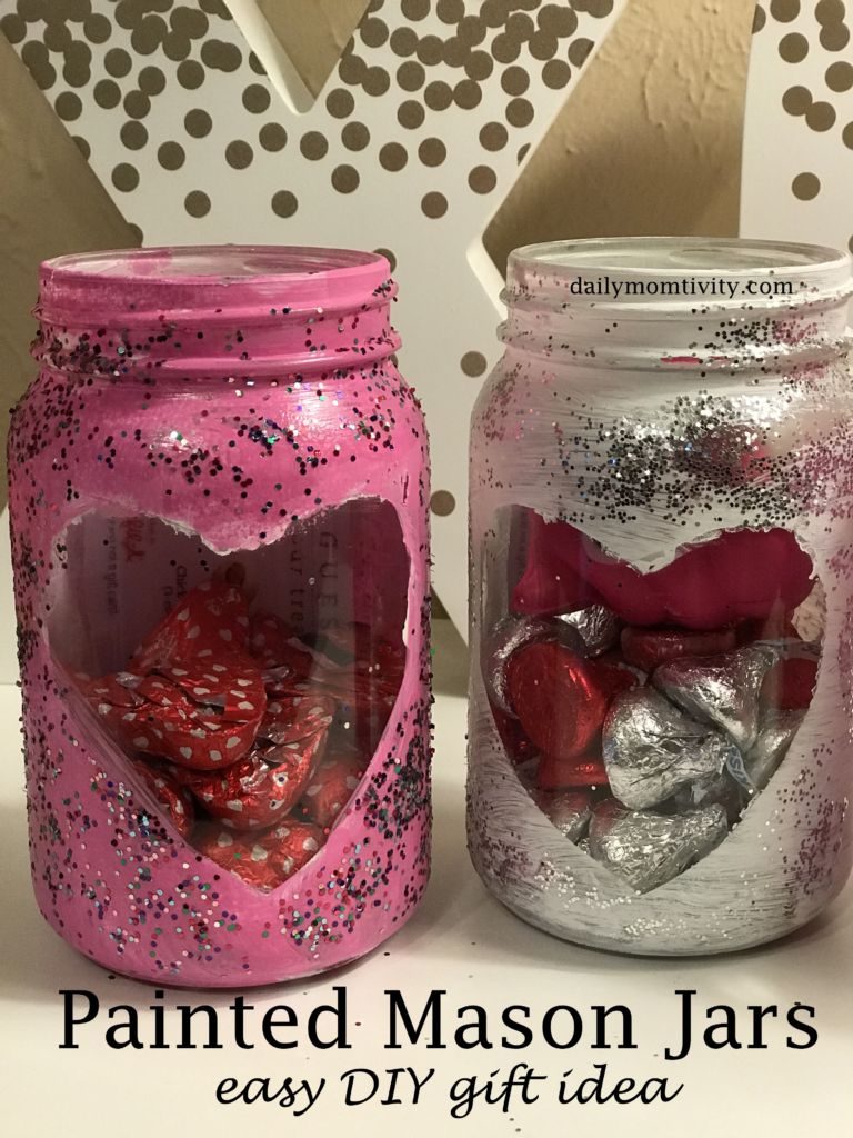 Looking for an easy DIY gift idea for Valentine's Day? These painted mason jars were so easy to make and fun for kids to help you. 