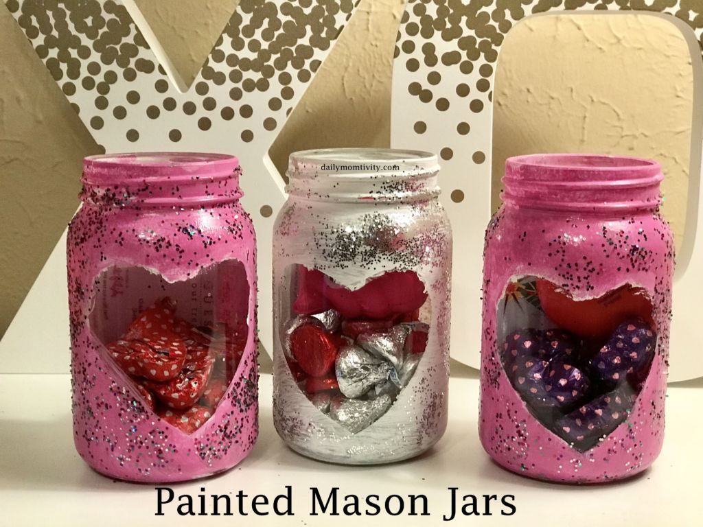 painted mason jars for Valentine's Day