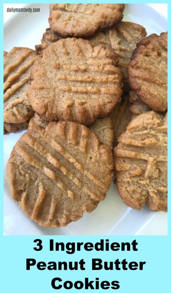 These peanut butter cookies only have 3 ingredients and they are so good! Your family will love them 