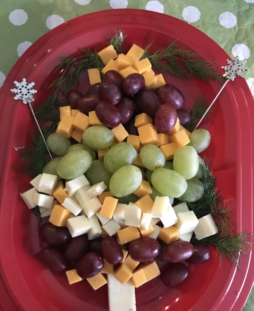 Make this cheese and fruit Christmas tree for your holiday party or for Christmas Day morning to munch on. Simply cut the fruit and cheese and begin to assemble as a tree! Add some toothpicks or skewers so people can easily pick up. 