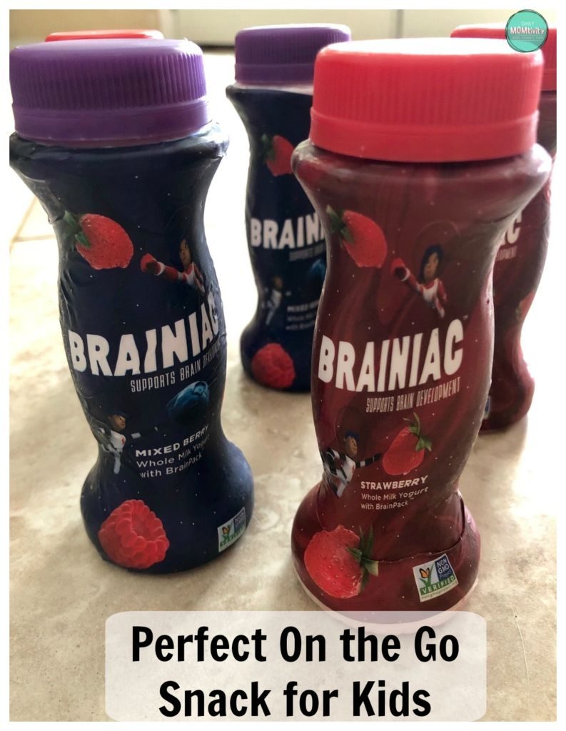 the perfect on the go snack for kids, Brainiac Kids yogurt comes in many flavors and tastes great!