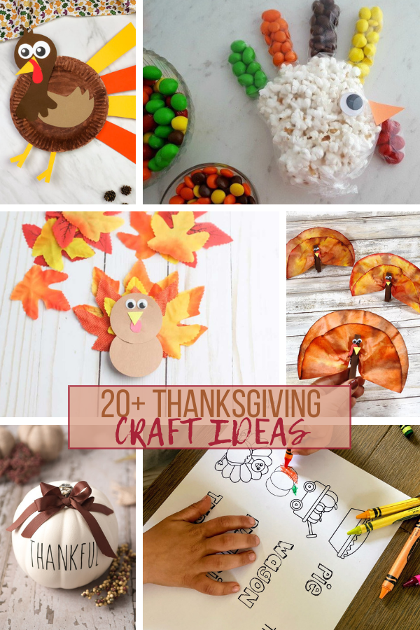 20+ Thanksgiving Crafts just for kids! A list of some of the best ideas and printables- some perfect to do at the table on turkey day