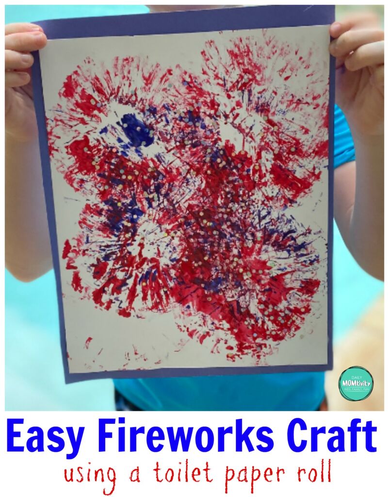 Super easy and fun Toilet Paper Fireworks Craft for the Kids to Make! All you need is paint and 1 empty toilet paper roll! #toiletpapercraft
